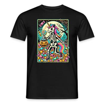 Lustiges Einhorn Skelett Liebt Süßigkeiten - Männer T-Shirt - Schwarz - Vorne - AI Model Male 178 light (178cm)