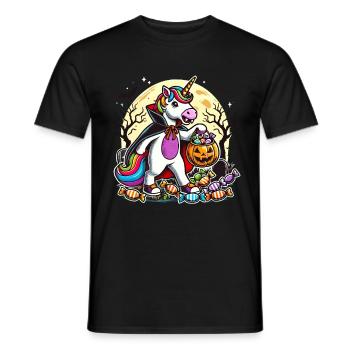 Funny Vampire Unicorn Loves Candy - Men's T-Shirt - black - Front - AI Model Male 178 light (178cm)