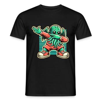 Lustiger Dabbender Cthulhu Kreatur Mit Tentakeln - Männer T-Shirt - Schwarz - Vorne - AI Model Male 178 light (178cm)