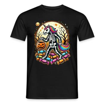 Lustiges Einhorn Skelett Liebt Süßigkeiten - Männer T-Shirt - Schwarz - Vorne - AI Model Male 178 light (178cm)