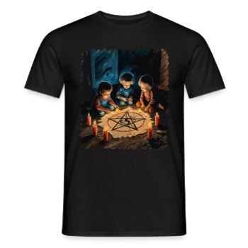 Retro Vintage Design Occult Summoning Rituals - Men's T-Shirt - black - Front - AI Model Male 178 light (178cm)
