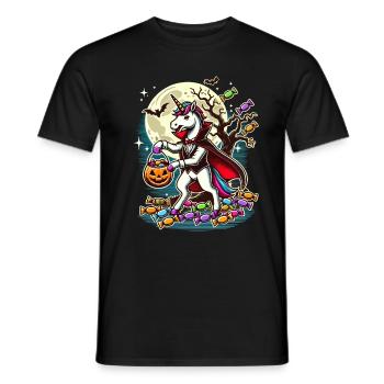 Funny Vampire Unicorn Loves Candy - Men's T-Shirt - black - Front - AI Model Male 178 light (178cm)