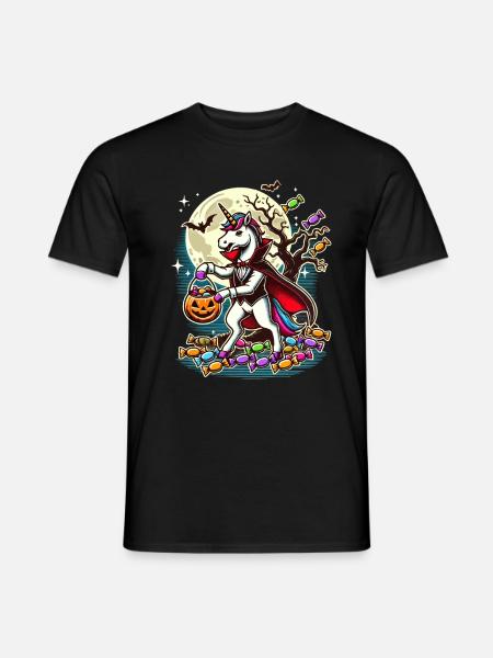 Lustiges Vampir Einhorn Liebt Süßigkeiten - Männer T-Shirt - Schwarz