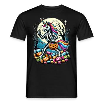 Lustiges Einhorn Skelett Liegt Süßigkeiten - Männer T-Shirt - Schwarz - Vorne - AI Model Male 178 light (178cm)