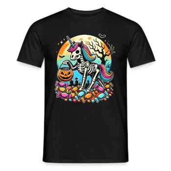 Lustiges Einhorn Skelett Liebt Süßigkeiten - Männer T-Shirt - Schwarz - Vorne - AI Model Male 178 light (178cm)