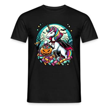 Funny Vampire Unicorn Loves Candy - Men's T-Shirt - black - Front - AI Model Male 178 light (178cm)
