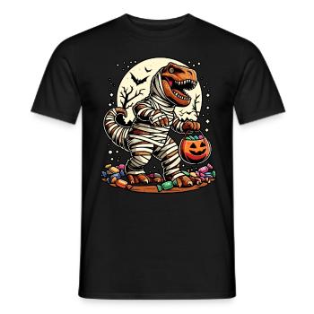 Funny T-Rex Mummy Loves Candy - Men's T-Shirt - black - Front - AI Model Male 178 light (178cm)