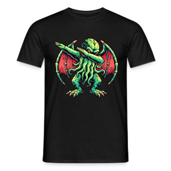 Funny Dabbing Cthulhu Dabbing Design - Men's T-Shirt - black - Front - AI Model Male 178 light (178cm)
