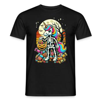 Lustiges Einhorn Skelett Liebt Süßigkeiten - Männer T-Shirt - Schwarz - Vorne - AI Model Male 178 light (178cm)