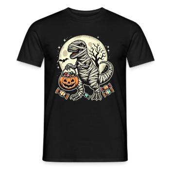 Funny T-Rex Mummy Loves Candy - Men's T-Shirt - black - Front - AI Model Male 178 light (178cm)