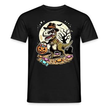 Drôle de T-Rex Zombie Aime Les Bonbons - T-shirt homme - noir - Devant - AI Model Male 178 light (178cm)