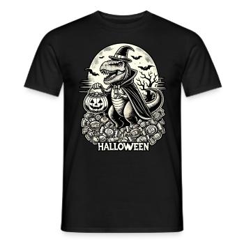 La sorcière drôle d'Halloween T-Rex adore les bonbons - T-shirt homme - noir - Devant - AI Model Male 178 light (178cm)