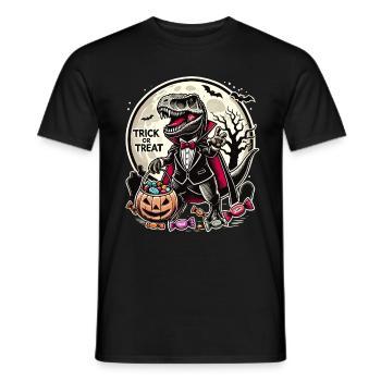 Funny T-Rex Vampire Loves Candy - Men's T-Shirt - black - Front - AI Model Male 178 light (178cm)