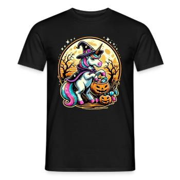 Lustiges Hexen Einhorn Halloween Trick or Treat - Männer T-Shirt - Schwarz - Vorne - AI Model Male 178 light (178cm)