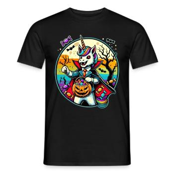 Funny Vampire Unicorn Loves Candy - Men's T-Shirt - black - Front - AI Model Male 178 light (178cm)
