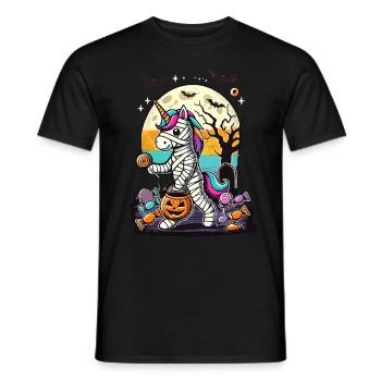 Lustige Einhorn Mumie Liebt Süßigkeiten - Männer T-Shirt - Schwarz - Vorne - AI Model Male 178 light (178cm)