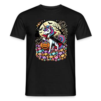 Funny Vampire Unicorn Loves Candy - Men's T-Shirt - black - Front - AI Model Male 178 light (178cm)