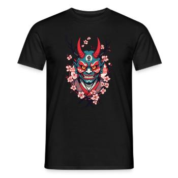 Oni Demon Mask Samurai Japanese Culture Yokai - Men's T-Shirt - black - Front - AI Model Male 178 light (178cm)