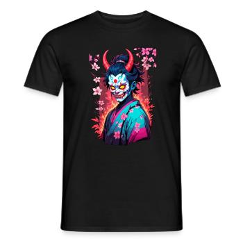 Oni Samurai Vaporwave Esthétique Culture japonaise - T-shirt homme - noir - Devant - AI Model Male 178 light (178cm)