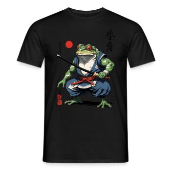 Samurai Frog Vintage Ukiyo-e Style Artwork - Men's T-Shirt - black - Front - AI Model Male 178 light (178cm)