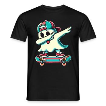Planche à roulettes Dab Ghost Drôle Halloween - T-shirt homme - noir - Devant - AI Model Male 178 light (178cm)