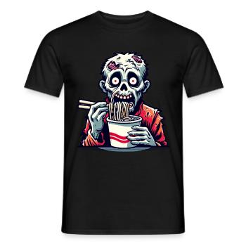 Zombie Ramen Noodles for Scary Movies Japanese - Men's T-Shirt - black - Front - AI Model Male 178 light (178cm)
