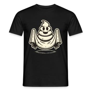 Funny poop pile feces ghost humorous - Men's T-Shirt - black - Front - AI Model Male 178 light (178cm)
