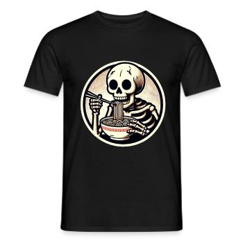 Skeleton Ramen Noodles for Scary Movies Japanese - Men's T-Shirt - black - Front - AI Model Male 178 light (178cm)