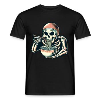 Skeleton Ramen Noodles for Horror Movies Japanese - Men's T-Shirt - black - Front - AI Model Male 178 light (178cm)