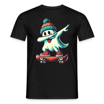 Planche à roulettes Dab Ghost Drôle Halloween Streetwear - T-shirt homme - noir - Devant - AI Model Male 178 light (178cm)