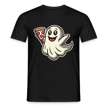 Pizza Delivery Ghost Funny Halloween Pizza - Men's T-Shirt - black - Front - AI Model Male 178 light (178cm)