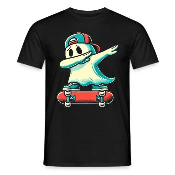 Skateboarding Dabbing Ghost Funny Halloween - Men's T-Shirt - black - Front - AI Model Male 178 light (178cm)