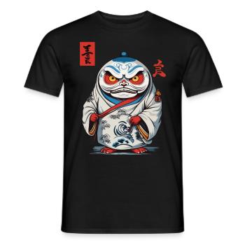 Japanischer Daruma Ästhetik Yokai Vintage - Männer T-Shirt - Schwarz - Vorne - AI Model Male 178 light (178cm)