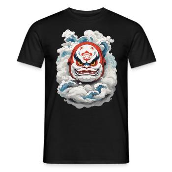 Japanischer Daruma Aesthetic Yokai Vintage - Männer T-Shirt - Schwarz - Vorne - AI Model Male 178 light (178cm)