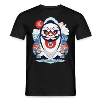 Japanischer Daruma Aesthetic Yokai Vintage - Männer T-Shirt - Schwarz - Vorne - AI Model Male 178 light (178cm)