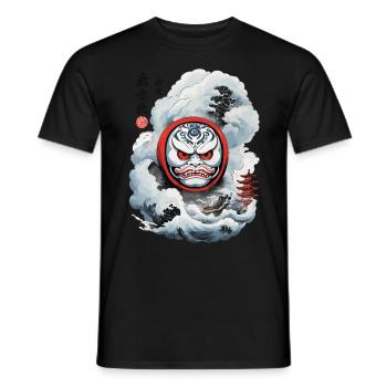 Japanese Daruma Aesthetic Yokai Streetwear - Men's T-Shirt - black - Front - AI Model Male 178 light (178cm)