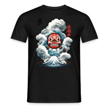 Japanischer Daruma Aesthetic Yokai Design - Männer T-Shirt - Schwarz - Vorne - AI Model Male 178 light (178cm)