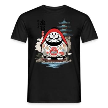 Daruma Japonais Esthétique Yokai Vintage - T-shirt homme - noir - Devant - AI Model Male 178 light (178cm)