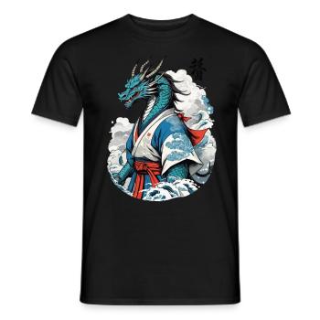 Dragon Samouraï Vintage Ukiyo-e Style - T-shirt homme - noir - Devant - AI Model Male 178 light (178cm)
