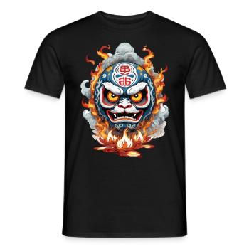 Japanese Daruma and Demon Vintage Design - Men's T-Shirt - black - Front - AI Model Male 178 light (178cm)