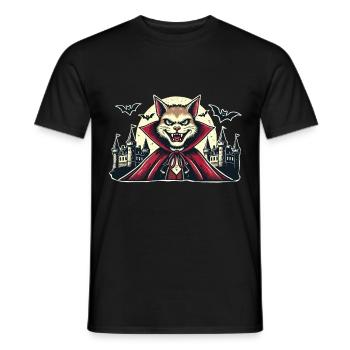 Vampire Cat Cute Halloween Cat Funny - Men's T-Shirt - black - Front - AI Model Male 178 light (178cm)
