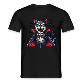 Vampire Cat Cute Halloween Cat - Men's T-Shirt - black - Front - AI Model Male 178 light (178cm)