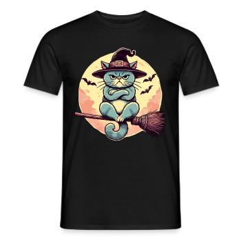 Schlecht Gelaunte Hexenkatze Lustige Magier Katze - Männer T-Shirt - Schwarz - Vorne - AI Model Male 178 light (178cm)