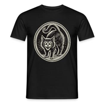 Scary Black Witch Cat Cute Halloween - Men's T-Shirt - black - Front - AI Model Male 178 light (178cm)