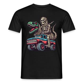 Dino avec squelette de dinosaure sur monster truck - T-shirt homme - noir - Devant - AI Model Male 178 light (178cm)