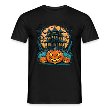 diySpooky Haunted House Funny Halloween - Men's T-Shirt - black - Front - AI Model Male 178 light (178cm)