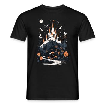 Château hanté effrayant Château hanté magique - T-shirt homme - noir - Devant - AI Model Male 178 light (178cm)