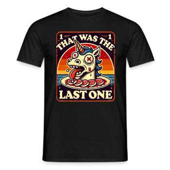 Funny Unicorn Saying Dark Humor Funnier - Men's T-Shirt - black - Front - AI Model Male 178 light (178cm)