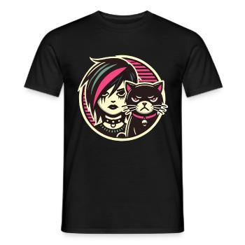 Pastell Goth Style Mürrischer Katzenliebhaber - Männer T-Shirt - Schwarz - Vorne - AI Model Male 178 light (178cm)
