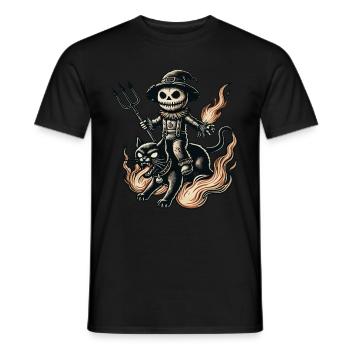 diCreepy Devil Cat Dark Cats Design - Men's T-Shirt - black - Front - AI Model Male 178 light (178cm)